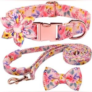 Small Dog matching flower leash and colar set
